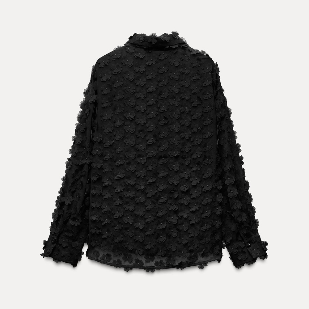 FLOWY STRUCTURED FLORAL SHIRT - Picture 4 of 6
